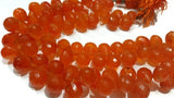 Carnelian faceted Drop 9x13MM briolette , length in 8 Inch Carnelian Faceted Shape, Briolette , orange agate