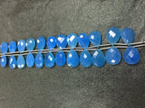 Blue Chalcedony Faceted Pear  Briolettes , blue chalcedony Pear shape, Briolettes length 8 Inch. 10X14MM size