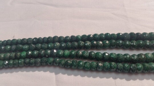 Green Emerald faceted graduated Necklace 5-10mm, Color Enhance ,