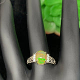 925 Silver Ring -Ethiopian Opal Ring- Opal Gemstone Ring -Opal Engagement Ring-October Birthstone Silver Adjustable Ring Code #02