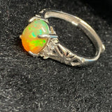 925 Silver Ring -Ethiopian Opal Ring- Opal Gemstone Ring -Opal Engagement Ring-October Birthstone Silver Adjustable Ring Code #02