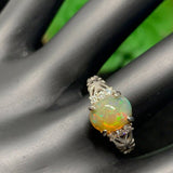 925 Silver Ring -Ethiopian Opal Ring- Opal Gemstone Ring -Opal Engagement Ring-October Birthstone Silver Adjustable Ring Code #02