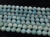 8MM Larimar Smooth Round Shape, Natural Larimar ,Top Quality Length 40 cm - Larimar Beads