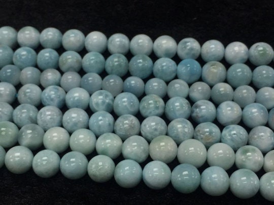 1/2 Strand 4A Quality 12MM Larimar Smooth Round Shape, Natural Larimar ,Top Quality Length 20 cm - Larimar Beads