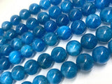 10mm Neon Apatite Smooth Round, AAA Quality -Perfect Round Beads- 40cm Length -Nice Blue Color