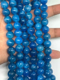 10mm Neon Apatite Smooth Round, AAA Quality -Perfect Round Beads- 40cm Length -Nice Blue Color