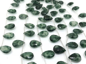 12X18 MM Moss Aqate faceted Pear Shape. Gemstone Briolettes in MM size . length 8 "