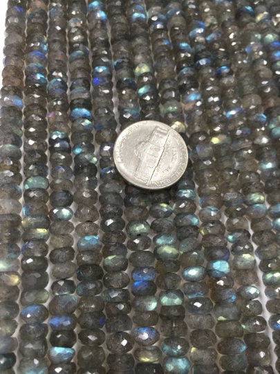 7MM Labradorite faceted Roundel , length 10