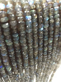 7MM Labradorite faceted Roundel , length 14"- Labradorite Rondelle Beads