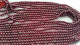 Garnet Round Beads 2.5MM , 3MM & 4mm, AAA Quality,16 Inch Length , Super fine Round Beads