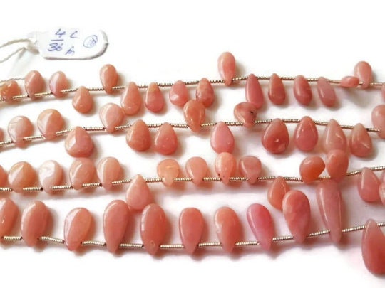 Pink Opal faceted Pear Beads -  Size 12 MM - Length 8 Inches- Pear shape -Natural Opal , pink Opal briolettes