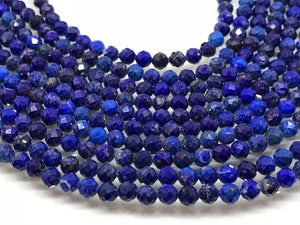 Pack of 5 strand .4MM Lapis Lazuli Round faceted , High Quality faceted, Lapis Lazuli faceted , length 16"