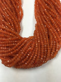 5 Strands- Carnelian Faceted Rondelles 3mm, length 14 Inches , Top Quality