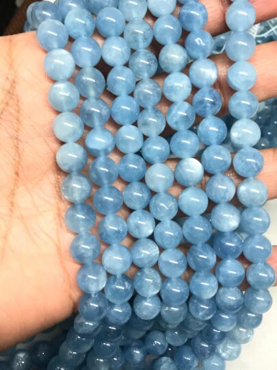 AAAA Half strand Quality 10mm Aquamarine Round Beads, Perfect Round Beads- Wholesale Price- Length 20 cm- Blue Aquamarine Beads