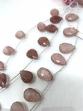 12X18 MM Strawberry Quartz faceted Pear Briolette 8" Strand, Transparent Top Quality pear shape. Natural Stone