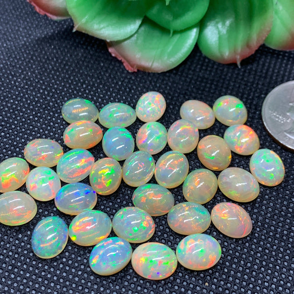 Ethiopian Opal 8X10 mm size Cabs Pack of 5 Pieces -Code #07- AAA Quality (AAA Grade) Opal Cabochon - Ethiopian Opal Oval Cabochon