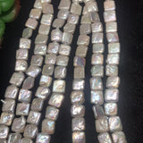 Pearl Square Shape -AAA Quality- Length 40 cm- Size 12MM Good Quality Natural Freshwater Pearl Baroque Beads .