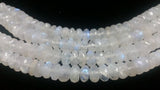 Big Hole 6MM Rainbow Moonstone faceted Rondelles , Length 14''Top Quality . Natural Moonstone beads .