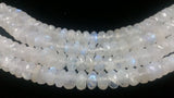 7.5 mm RAINBOW MOONSTONE Faceted Roundel Shape, AAA Quality , Blue Fire Moonstone , Length 10"