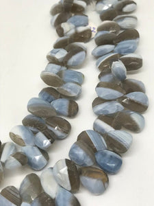 9X14MM Blue Opal with Matrix Faceted Briolettes-Pear , Opal Briolettes ,natural blue opal beads. layout shape