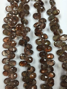 Andalusite Faceted Pear Briolettes 5x7-6x8MM AAA Quality . 8 Inch Strand,