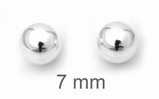2 PCS 7mm Sterling Silver Round beads with Rhodium 2.50 mm Hole Size , 925 Sterling Silver With Rhodium , Jewelry Findings SSB 035