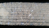 7.5 mm RAINBOW MOONSTONE Faceted Roundel Shape, AAA Quality , Blue Fire Moonstone , Length 10"