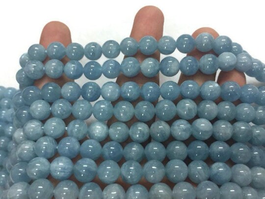 1/2 strand AAA Quality 8mm Aquamarine Round Beads, Perfect Round Beads- Wholesale Price- Length 20 cm- Blue Aquamarine Beads