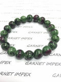 10mm Ruby Zoisite Round Beaded Bracelet . Length in 8 Inch Stretch Bracelet, Ruby Zoisite Bracelet- Top Quality