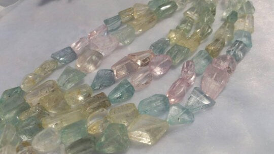 12X14MM MULTI AQUAMARINE faceted Nuggets, Faceted tumble shape, Length 15