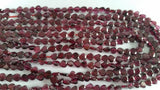 Garnet Faceted Heart Shape 5mm Straight Drill in Length of 14 Inch . Red Garnet Heart Shape .Flat Heart Shape