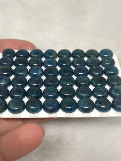 10mm Neon Apatite Smooth Round Cabs , Natural gemstone cabochon , Thickness 5MM ( Pack of 4 pcs )