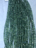 Green Sapphire Faceted wheel size 3-4MM , Top Quality , 16 Inch Strand , Natural green sapphire gemstone . precious stone beads