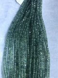 Green Sapphire Faceted wheel size 3-4MM , Top Quality , 16 Inch Strand , Natural green sapphire gemstone . precious stone beads