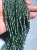 Green Sapphire Faceted wheel size 3-4MM , Top Quality , 16 Inch Strand , Natural green sapphire gemstone . precious stone beads