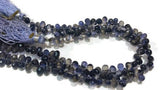 Iolite Faceted Drop Briolettes Small Size 6X8mm AAA quality , length 8" Gemstone faceted Briolettes .