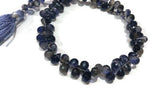 Iolite Faceted Drop Briolettes Small Size 6X8mm AAA quality , length 8"  Gemstone faceted Briolettes .