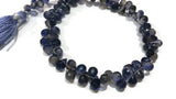 Iolite Faceted Drop Briolettes Small Size 6X8mm AAA quality , length 8" Gemstone faceted Briolettes .