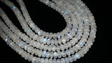 Big Hole 6MM Rainbow Moonstone faceted Rondelles , Length 14''Top Quality . Natural Moonstone beads .