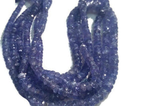 3-4MM Tanzanite Graduate faceted roundel beads, Length 16" , Very good quality natural Tanzanite