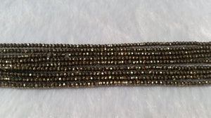 2MM China Cut Natural Pyrite Faceted Roundel , Natural Super Fine Cutting small size beads , length in 40Cm