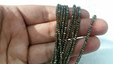 2MM China Cut Natural Pyrite Faceted Roundel , Natural Super Fine Cutting small size beads , length in 40Cm