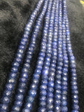 Blue Sapphire faceted Roundel 6-9MM . Blue Corundum faceted beads. gemstone beads. length 15" Dyed Blue sapphire