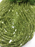 Peridot Bricks, Peridot Rectangle Beads 3x5mm size - 14 inch length, pack of 5 strand.