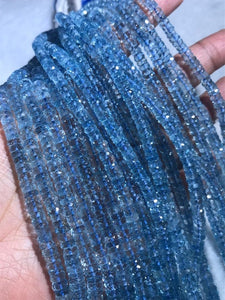 Aquamarine faceted Wheel shape , size 4-7mm, Length 16 Inch AAA grade- Aquamarine Top Quality Faceted , country of origin Brazil