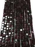 5 Strands, Natural Red Garnet Square Beads Straight Drill , 6mm 16 Inch Strand