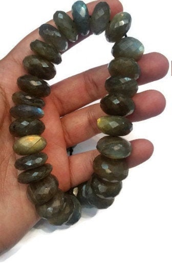 17mm Labradorite Faceted Roundel beads, Top Quality Roundel , Big Size Labradorite