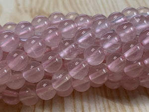 Rose Quartz 6M Round beads, Top Quality perfect round shape . deep Pink rose quartz , length 16"