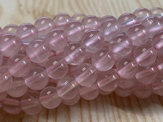 Rose Quartz 6M Round beads, Top Quality perfect round shape . deep Pink rose quartz , length 16