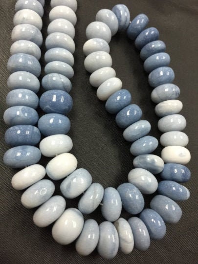 1/2 strand 12-13mm Peruvian Blue Opal Rondelle ,Top Quality Shaded blue opal beads, total length 8